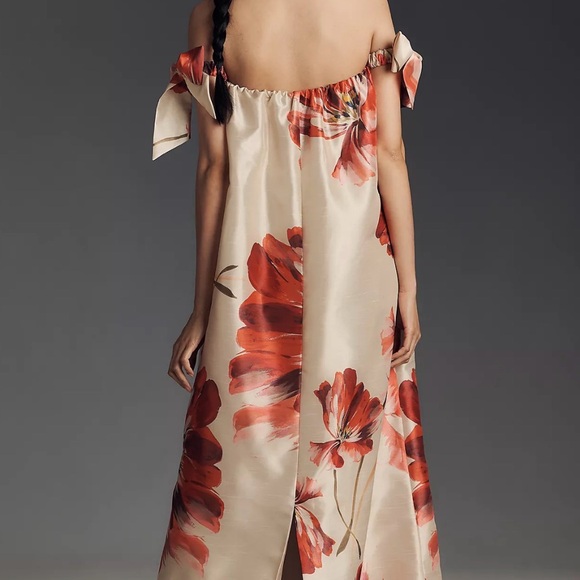 Hutch Floral Off-Shoulder Maxi Dress in Red and Cream - Picture 3 of 7